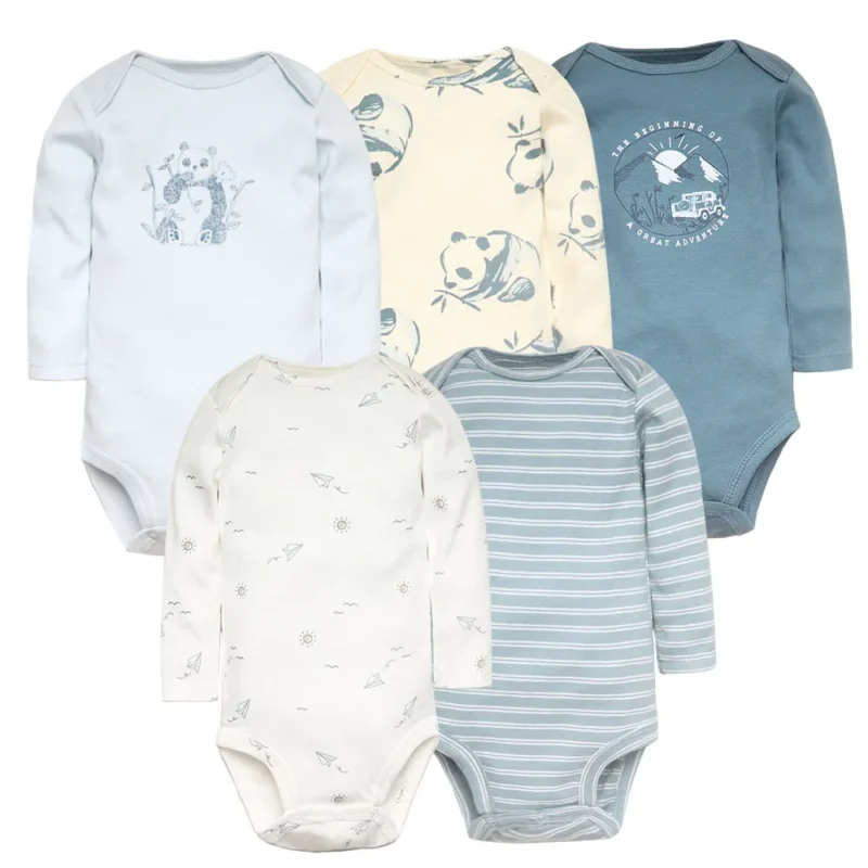 5-Pack Baby Bodysuits – 100% Cotton Newborn & Toddler Jumpsuit Set