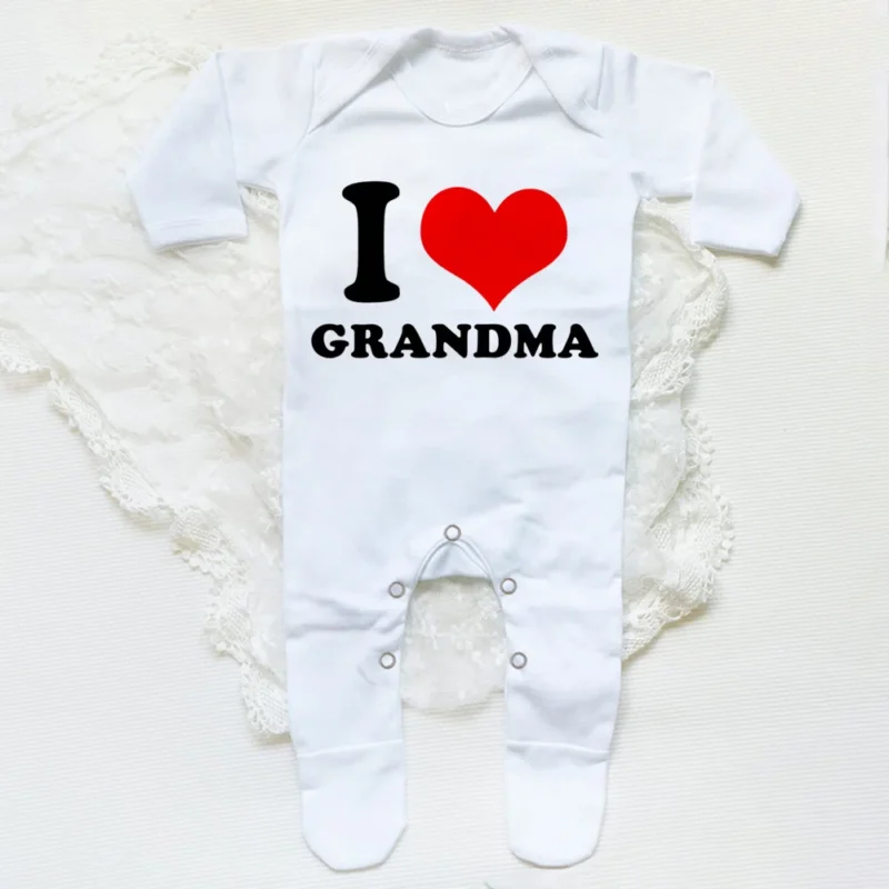 I Love Mama & Papa Baby Sleepsuit – White Romper - Image 6