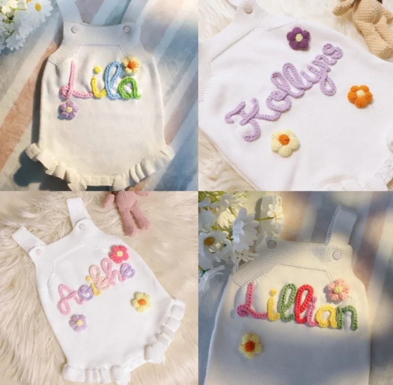 Personalized Baby Knit Bodysuit – Custom Name Romper (Newborn) - Image 3