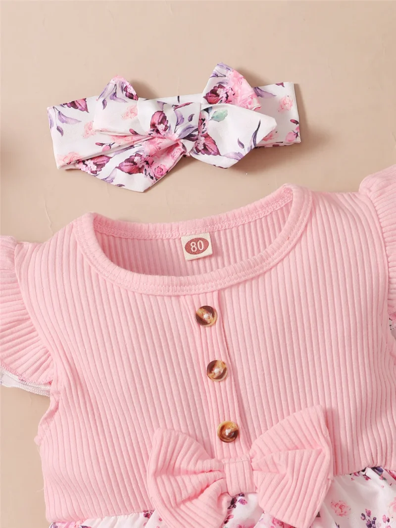 Baby Girl Floral Romper & Headband Set (0-18M) - Image 3