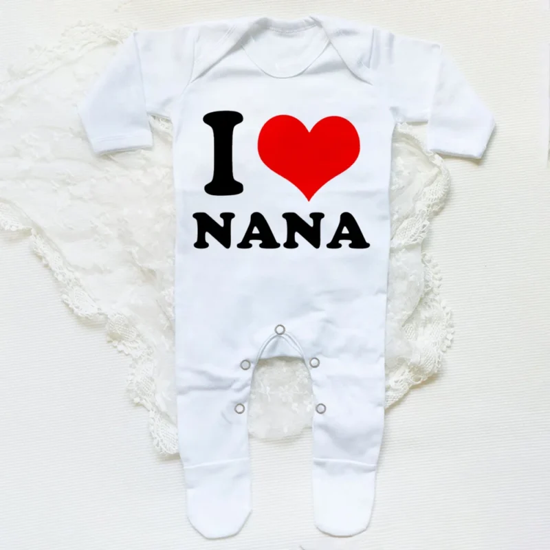 I Love Mama & Papa Baby Sleepsuit – White Romper - Image 5