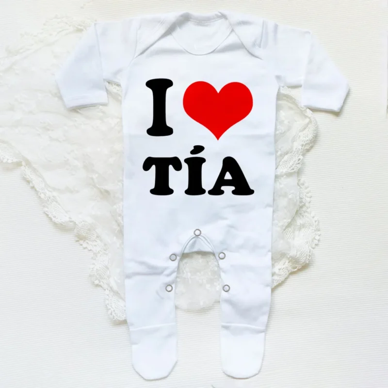 I Love Mama & Papa Baby Sleepsuit – White Romper - Image 4