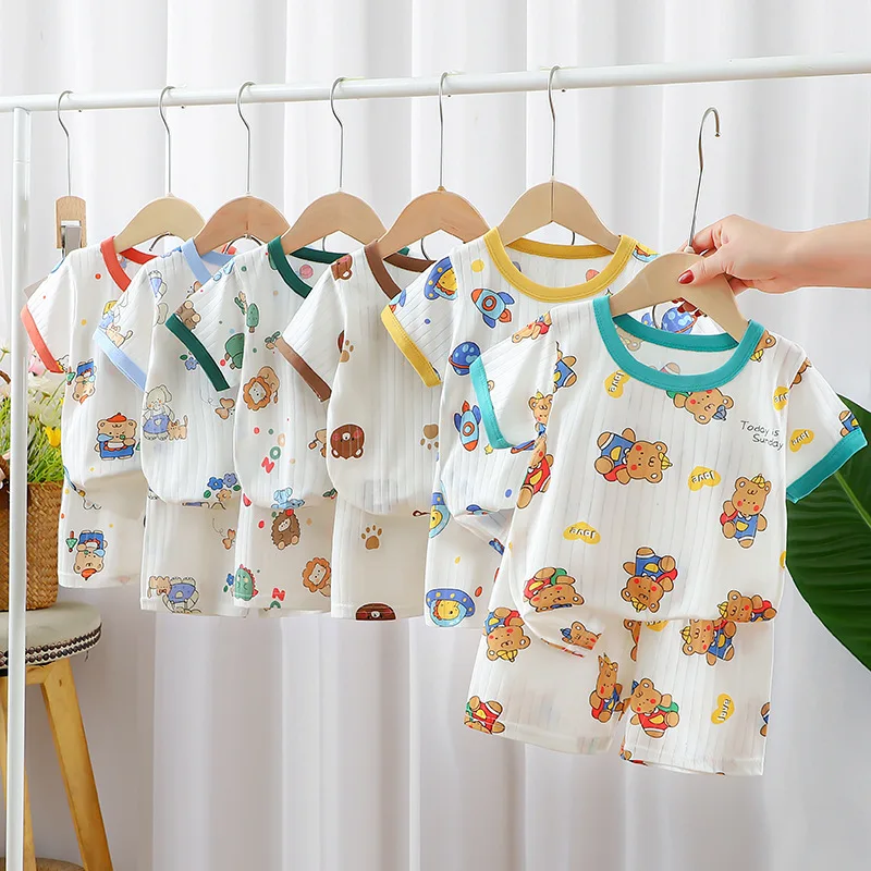 2024 Baby Cotton Pajama Set – Short Sleeve (Boys & Girls)