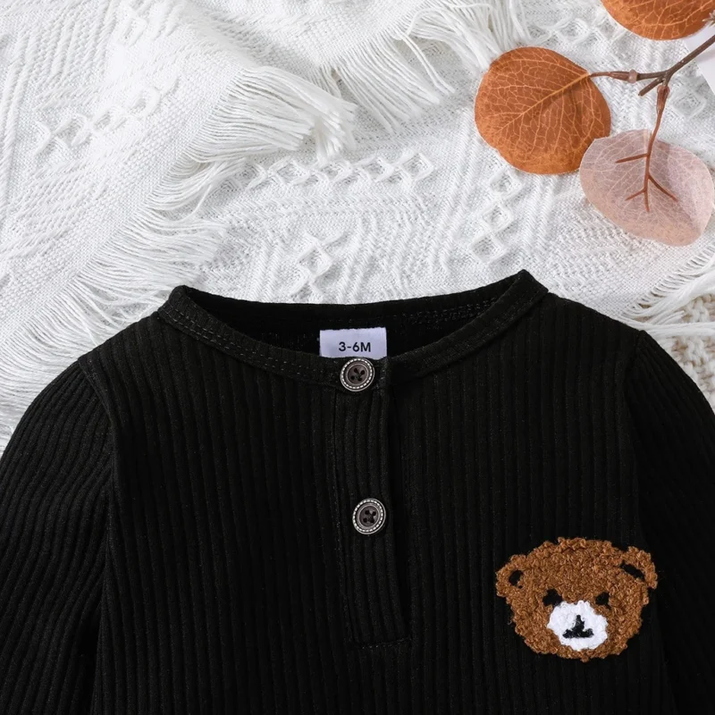 Baby Boy Cartoon Bear Onesie – Long Sleeve Romper (0-18M) - Image 5
