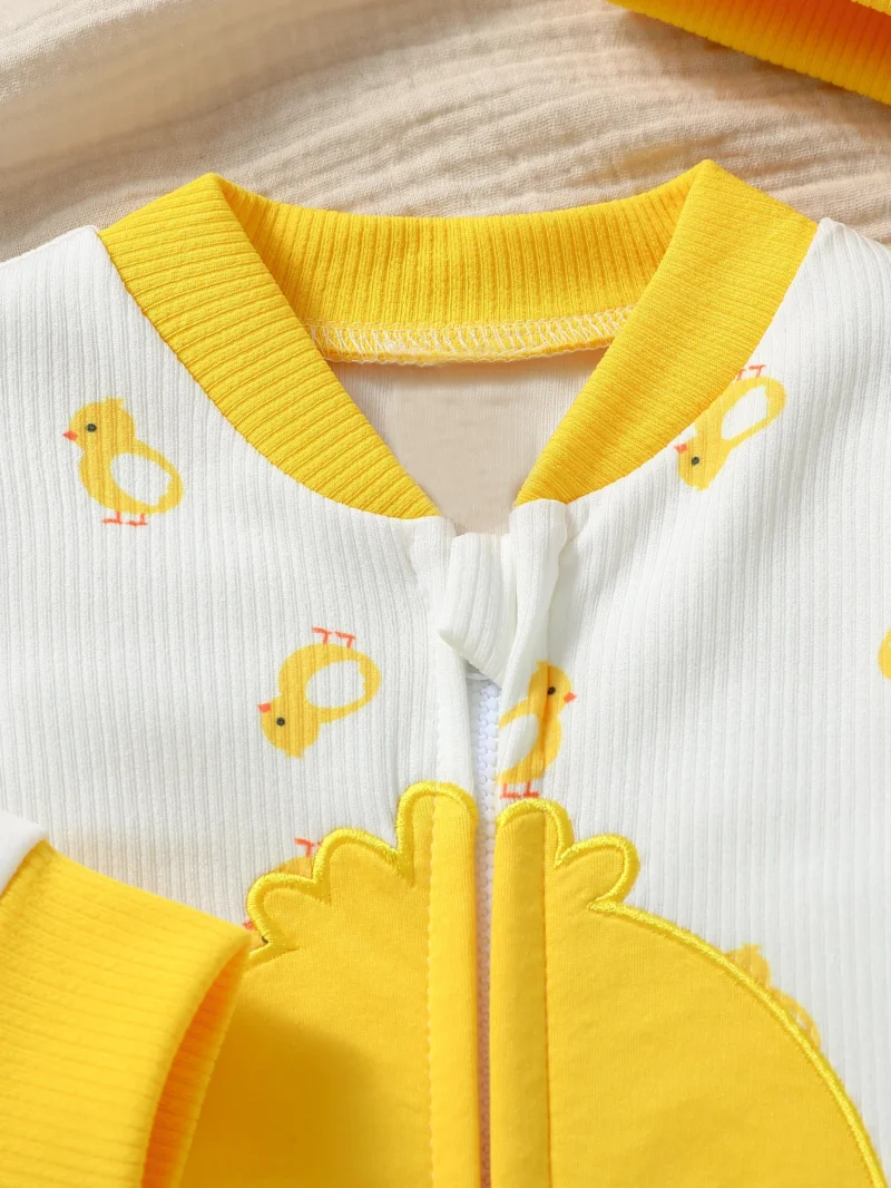 2PCS Baby Unisex Cartoon Duck Jumpsuit & Hat (0-24M) - Image 4