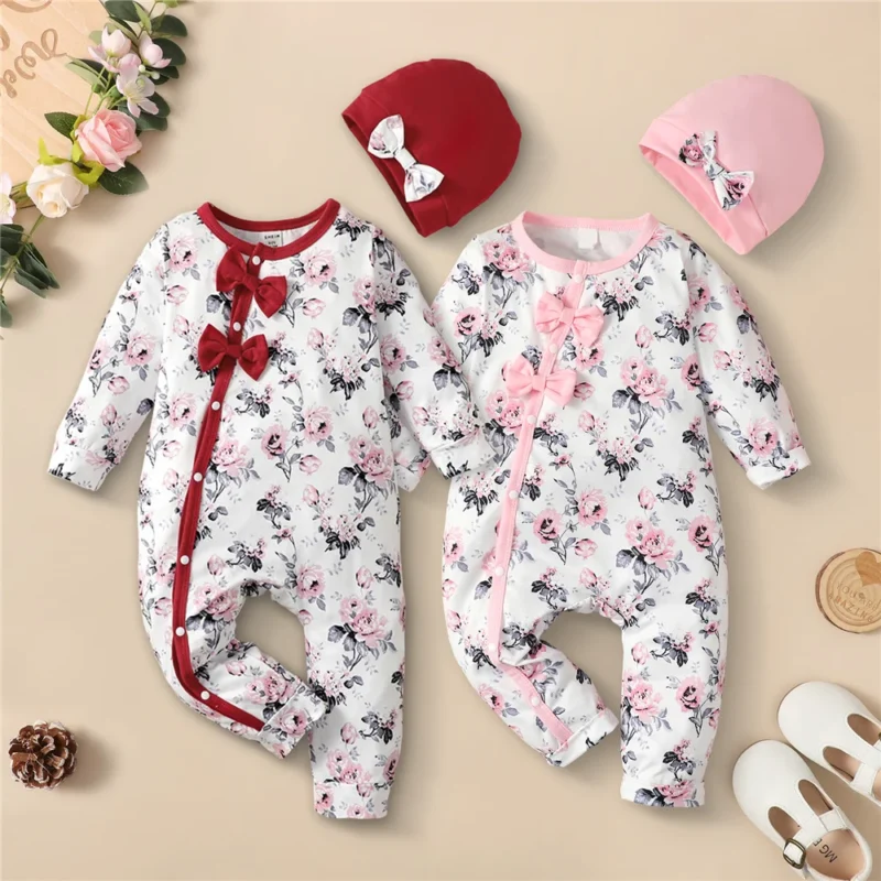 Baby Girl Floral Romper & Hat Set (0-18M)