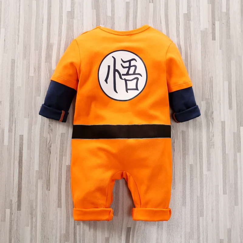 Anime-Inspired Cotton Bodysuit – Long Sleeve Orange Training Suit for Babies - Image 2