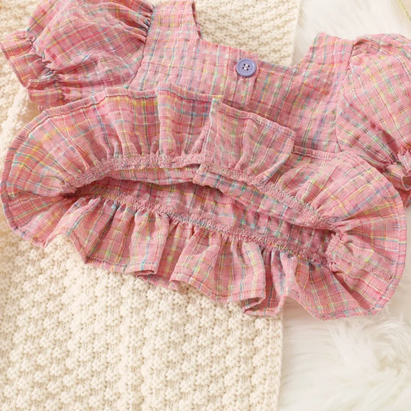 Baby Girl Plaid Top & Shorts Set – Princess Style (0-3Y) - Image 6