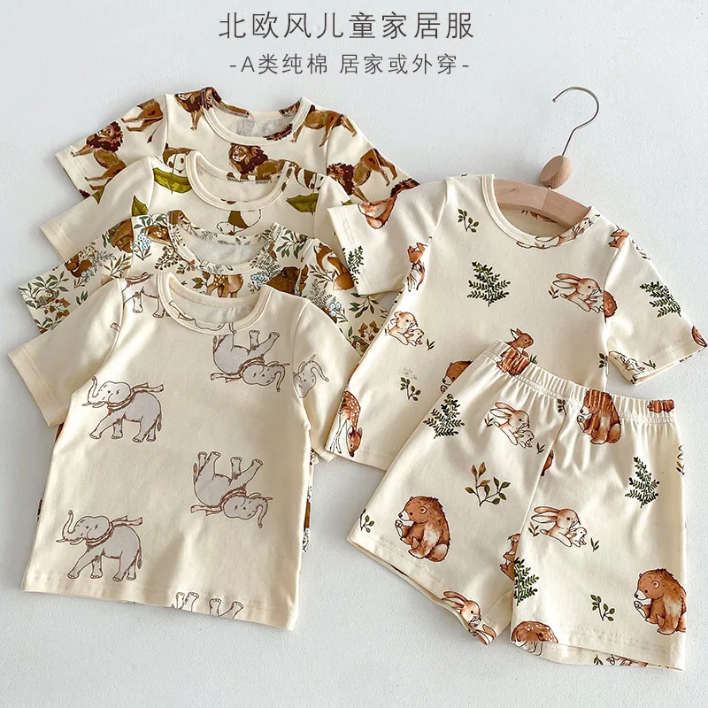 Kids Cotton Pajama Set – Animal Print (0-5Y)