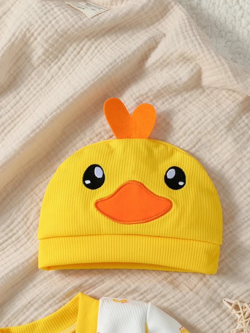 2PCS Baby Unisex Cartoon Duck Jumpsuit & Hat (0-24M) - Image 6