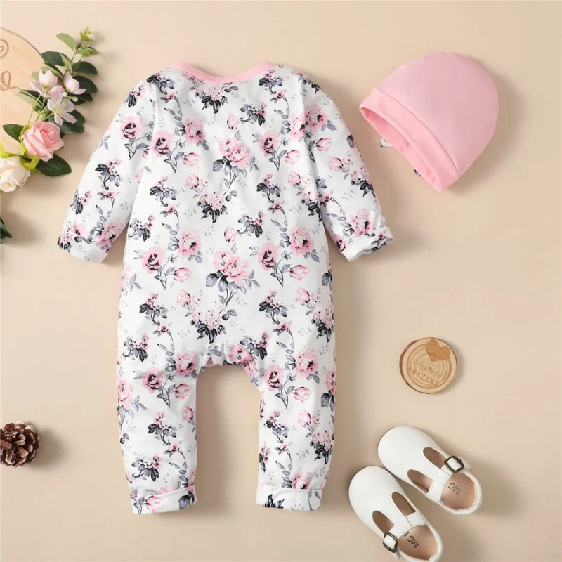 Baby Girl Floral Romper & Hat Set (0-18M) - Image 3