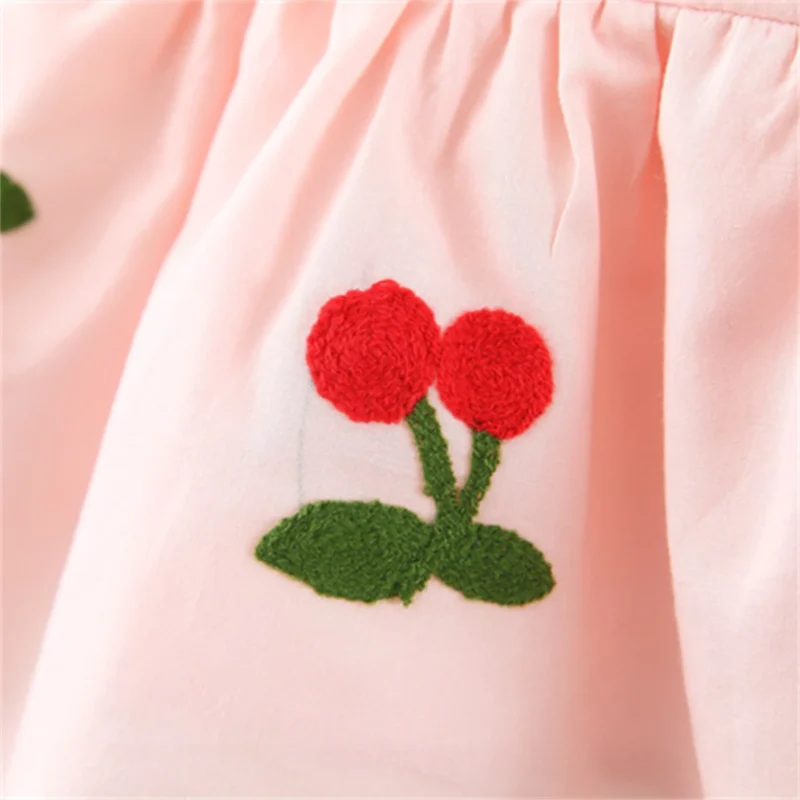 Baby Girl Cherry Embroidered Dress – Princess Sleeves - Image 6