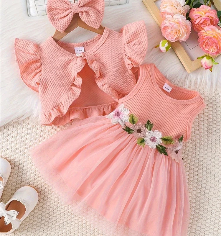 2024 Baby Girl Lace Flower Dress – Sleeveless Summer Top