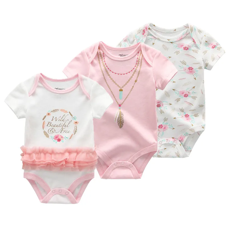3-Pack Cartoon Baby Bodysuits – Soft 100% Cotton Unisex Onesies