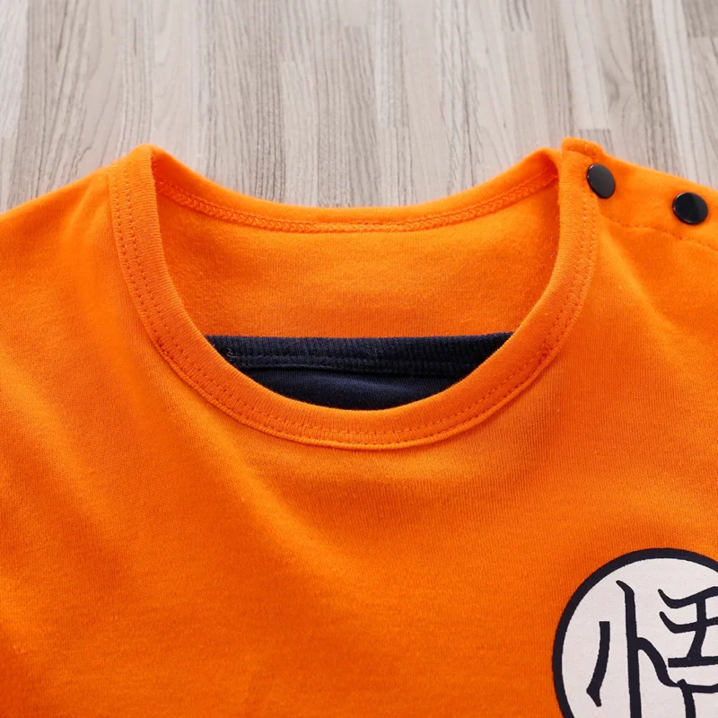 Anime-Inspired Cotton Bodysuit – Long Sleeve Orange Training Suit for Babies - Image 3