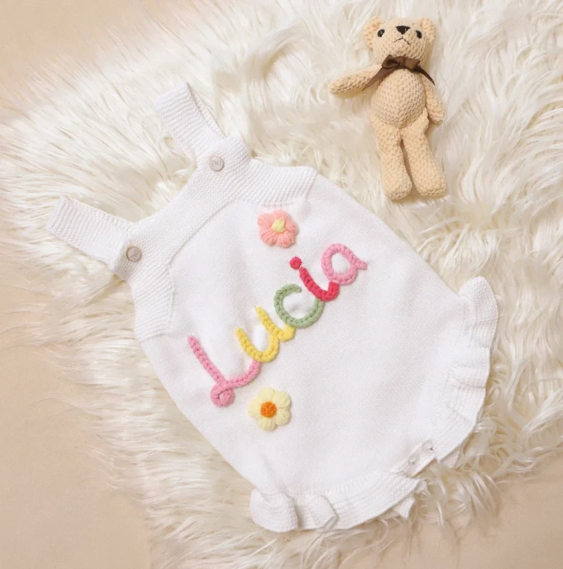 Personalized Baby Knit Bodysuit – Custom Name Romper (Newborn) - Image 4