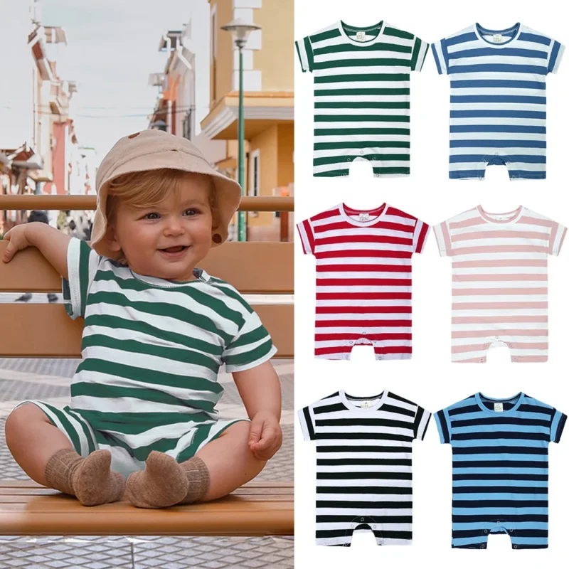Baby Romper – Striped Moon Print Onesie (0-2Y)
