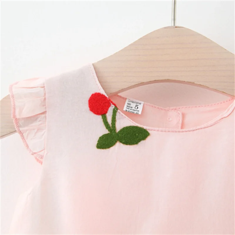 Baby Girl Cherry Embroidered Dress – Princess Sleeves - Image 4