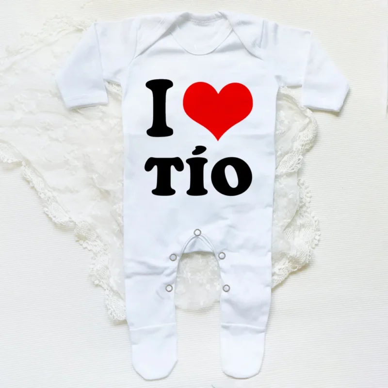 I Love Mama & Papa Baby Sleepsuit – White Romper - Image 3