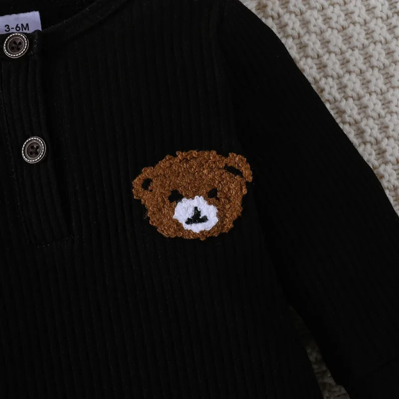 Baby Boy Cartoon Bear Onesie – Long Sleeve Romper (0-18M) - Image 6
