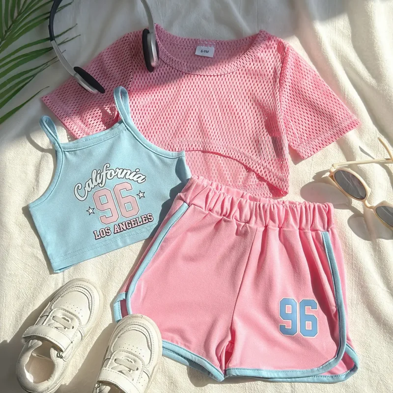 Baby Girl 3-Piece Sports Set – Tennis, Running, Basketball