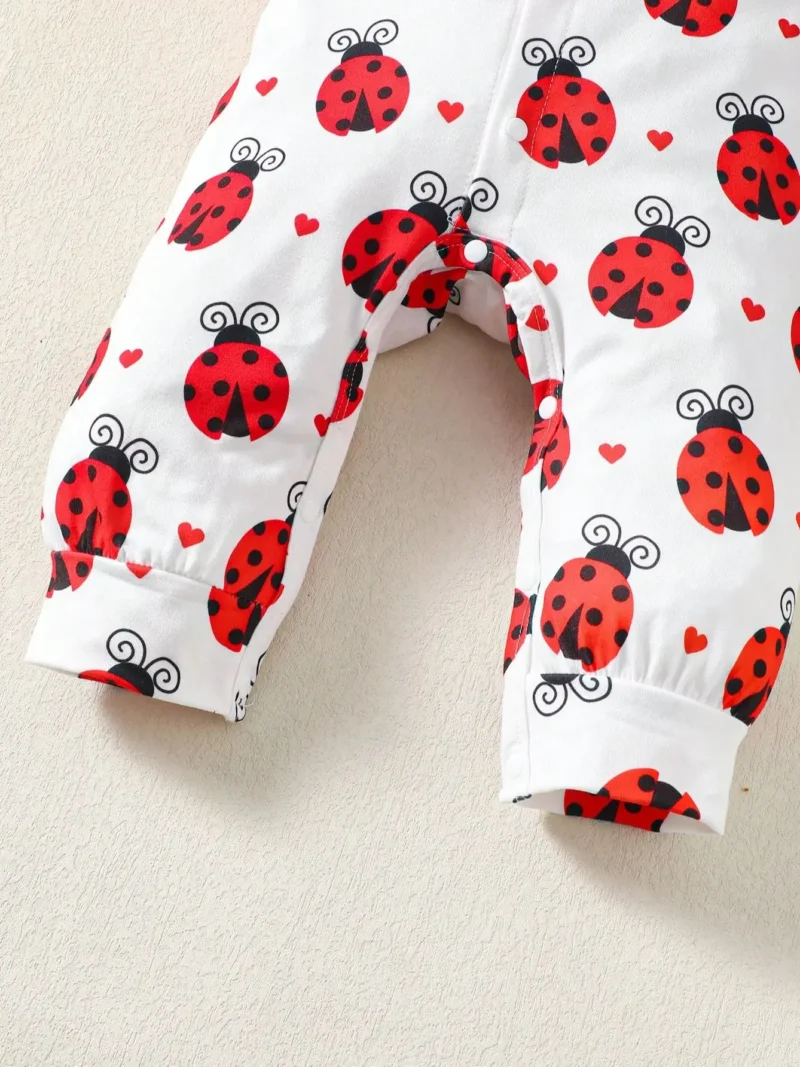 Baby Girl Beetle Peach Heart Jumpsuit (0-2Y) - Image 4
