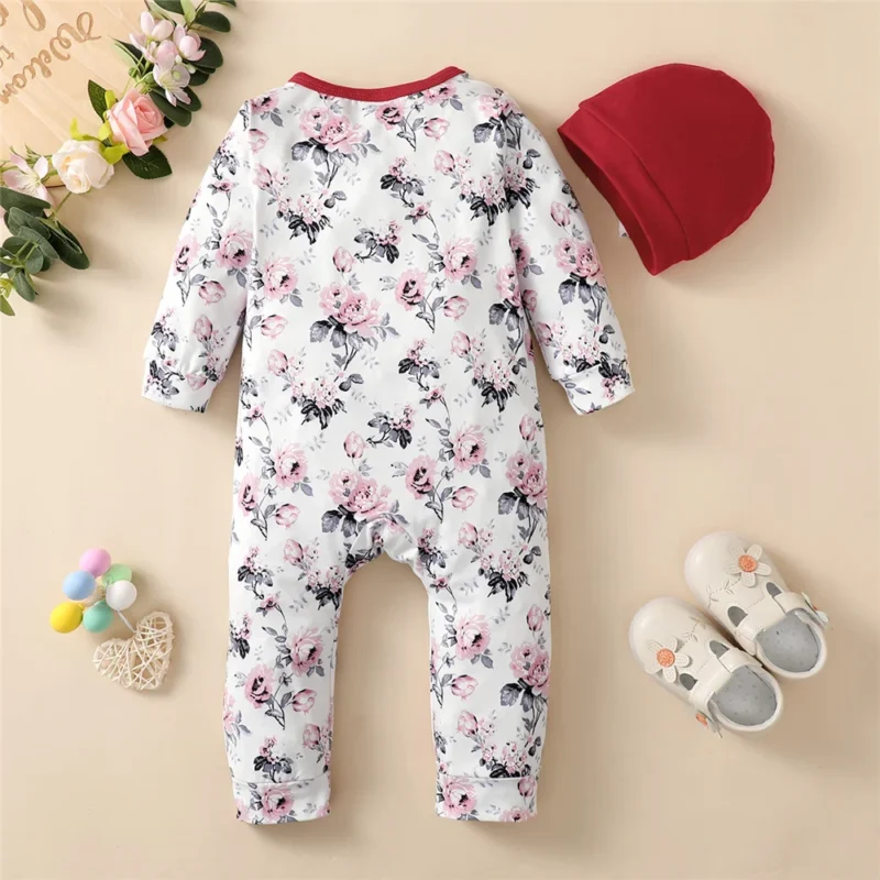 Baby Girl Floral Romper & Hat Set (0-18M) - Image 5