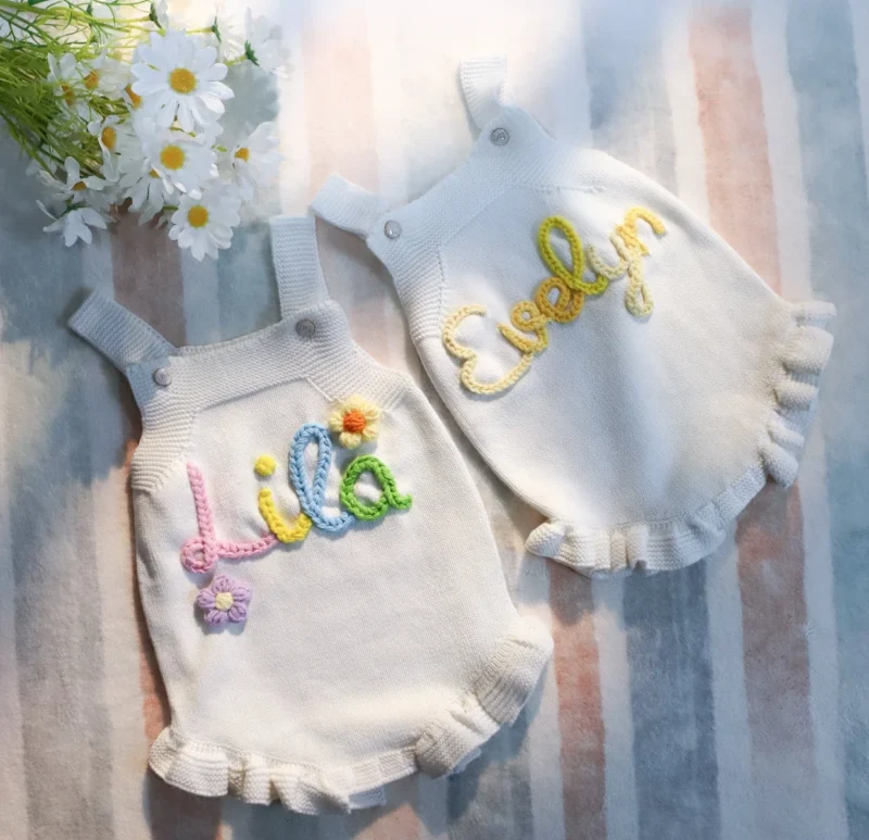 Personalized Baby Knit Bodysuit – Custom Name Romper (Newborn) - Image 5